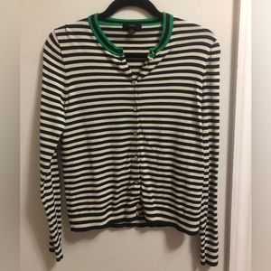 J. Crew Navy White and Green Stripped Cardigan
